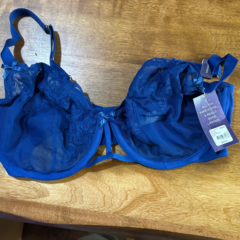 Blue Lace Underwire Bra